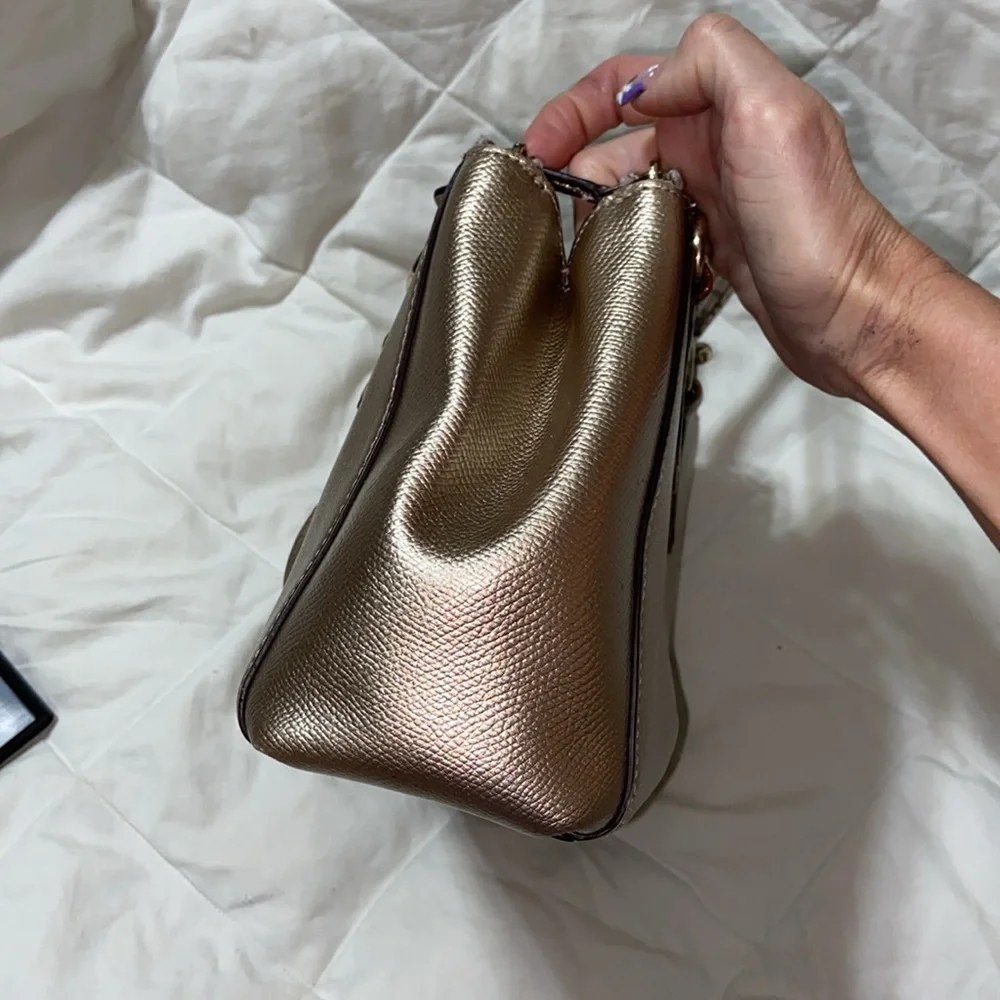 Coach Mini Christie metallic with snake embossed satchel strap carry all